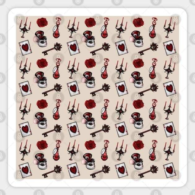 Mad Hatter Red Pattern Magnet by DeneboArt